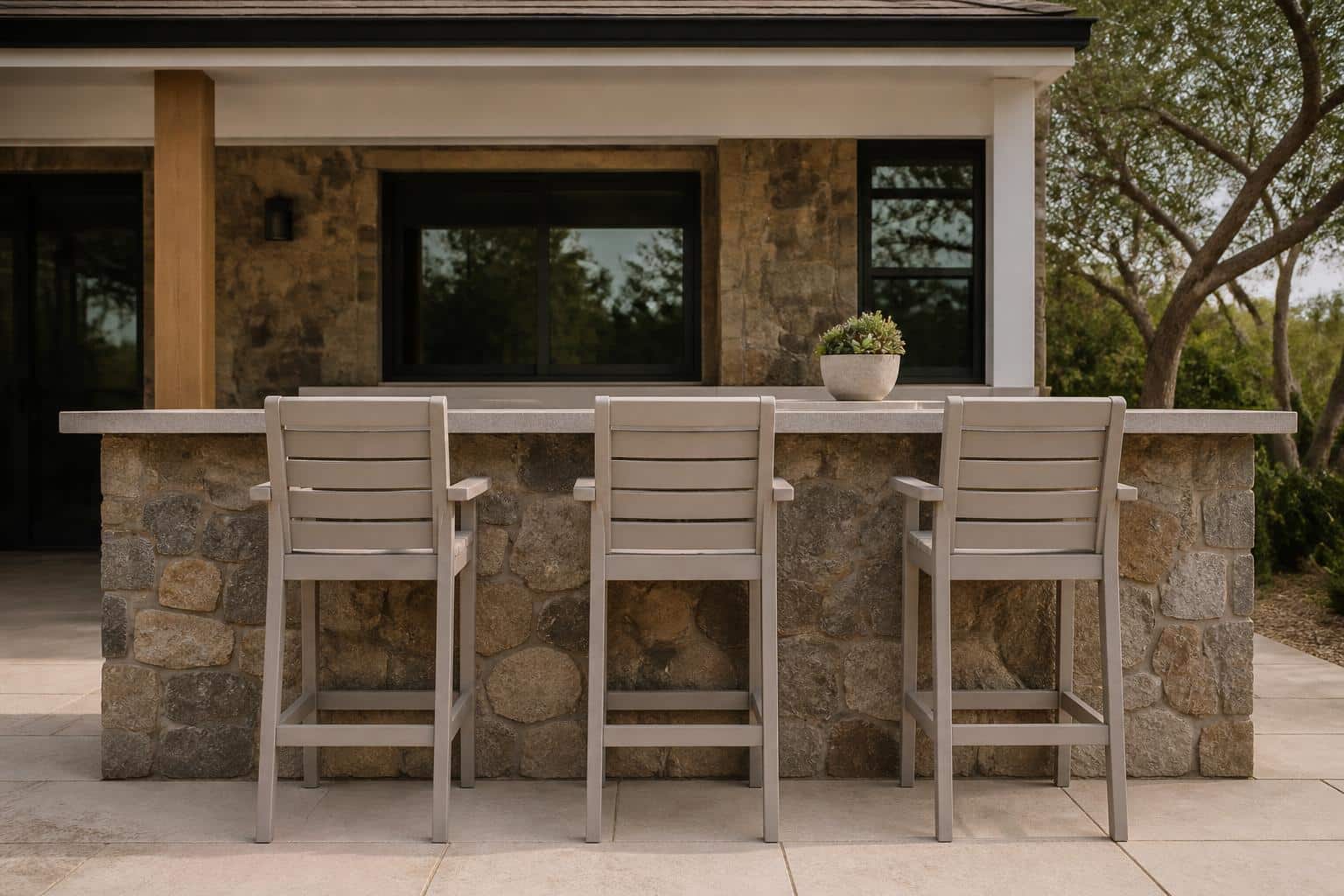 Counter-Height Stool Spacing for an Outdoor Island