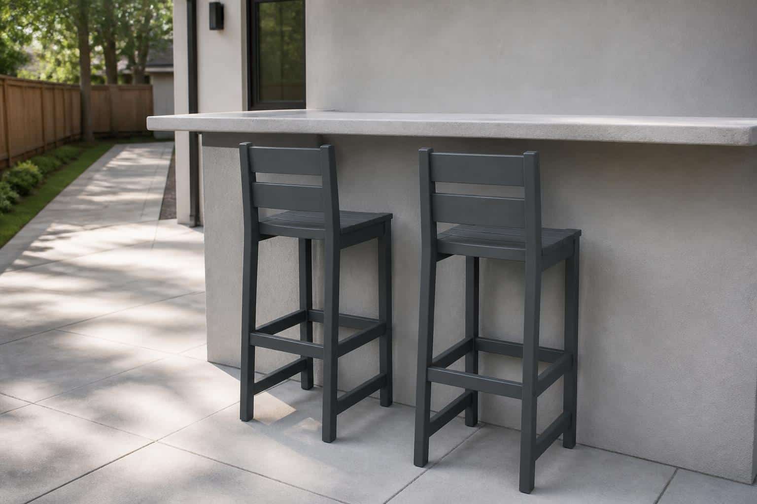 Outdoor island corner with spaced counter stools
