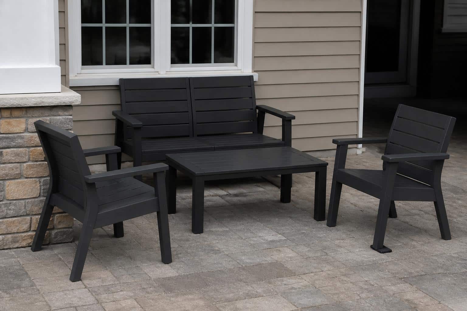Leveled patio seating on cleaned pavers