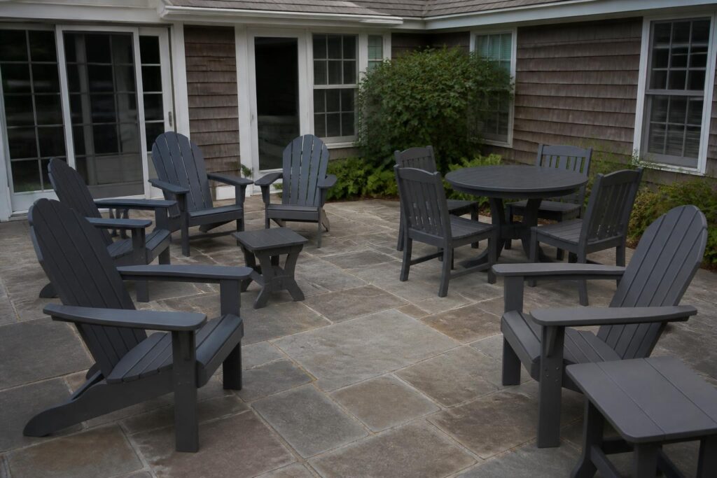 Patio furniture grouped to compare coordinated colors