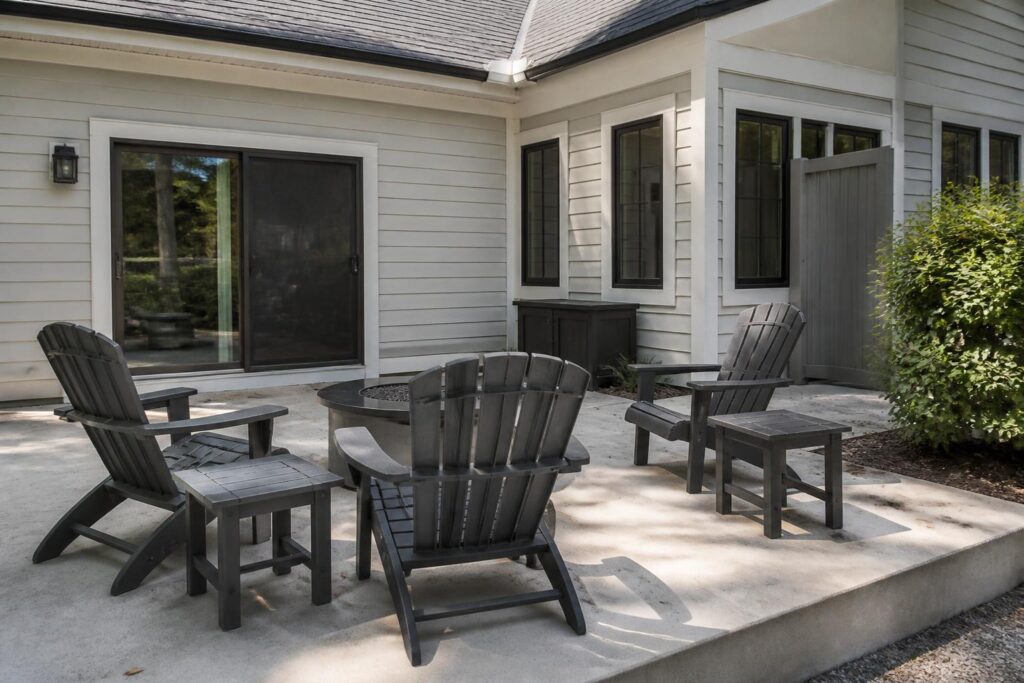 Second-home patio with neatly arranged outdoor furniture