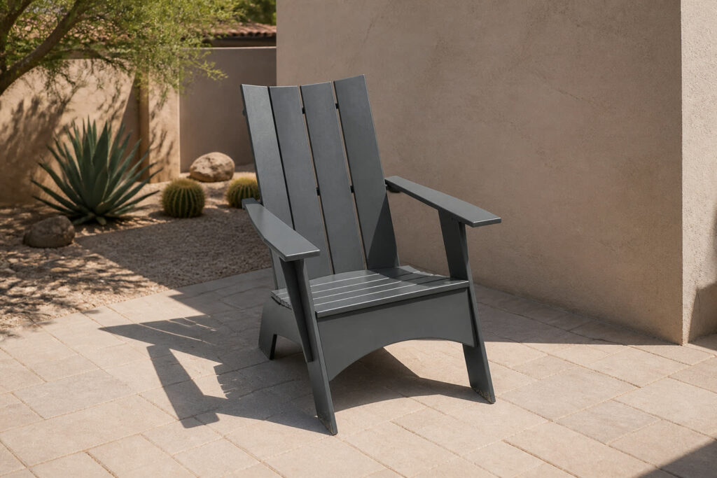 Charcoal Adirondack chair on a sunny Phoenix patio